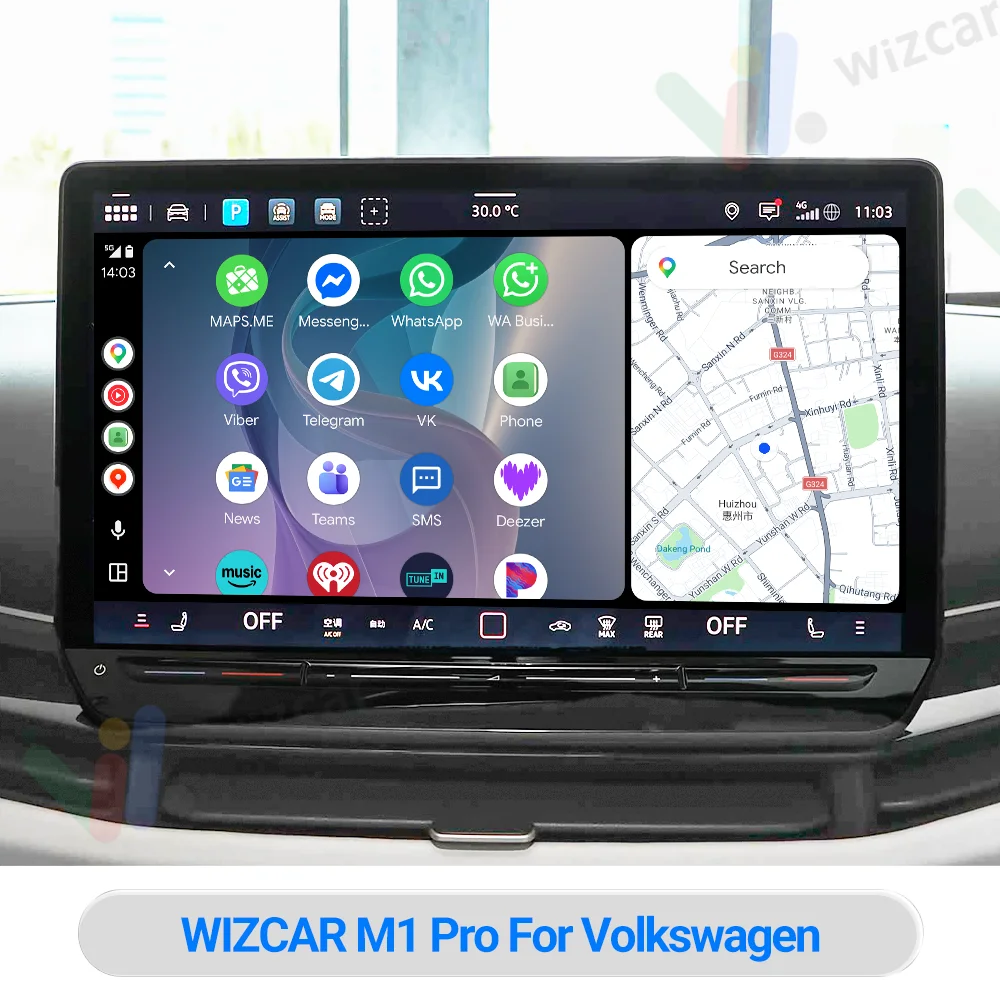 Фото Для Фольксваген VW Tiguan L Tayron 2020-2026 | WIZCAR M1 Pro Беспроводной Android Auto Поддержка Карты Яндекс 2ГИС Музыка Яндекс для Android-смартфонов, Для Volkswagen (китайская версия) №3