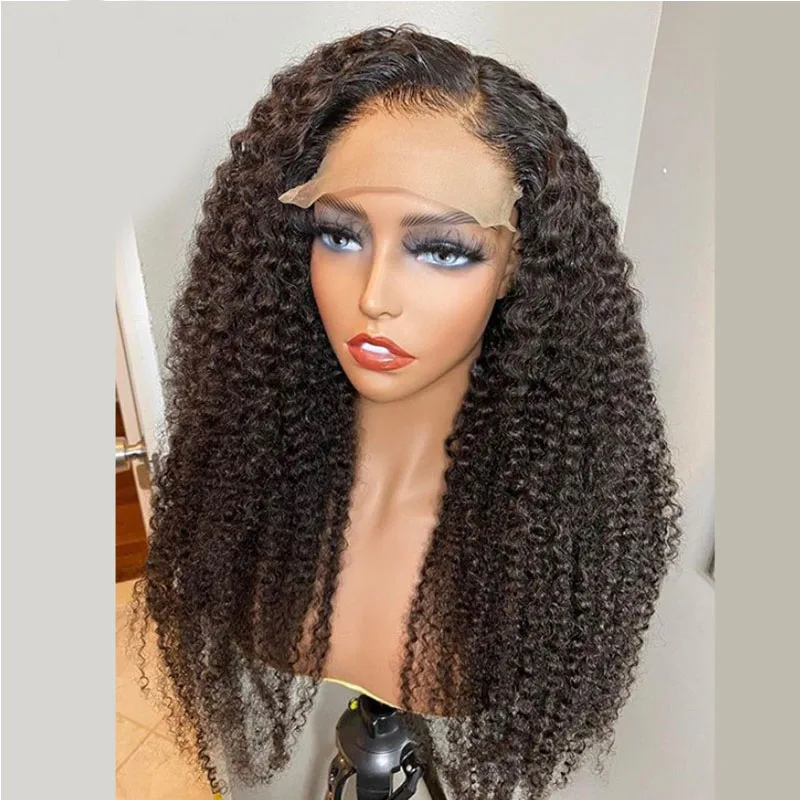 26Inch 180%Density Long Kinky Curly Free Part Large Lace Front Wig For Black Women With Baby Hair Heat Resistant Free Shipping