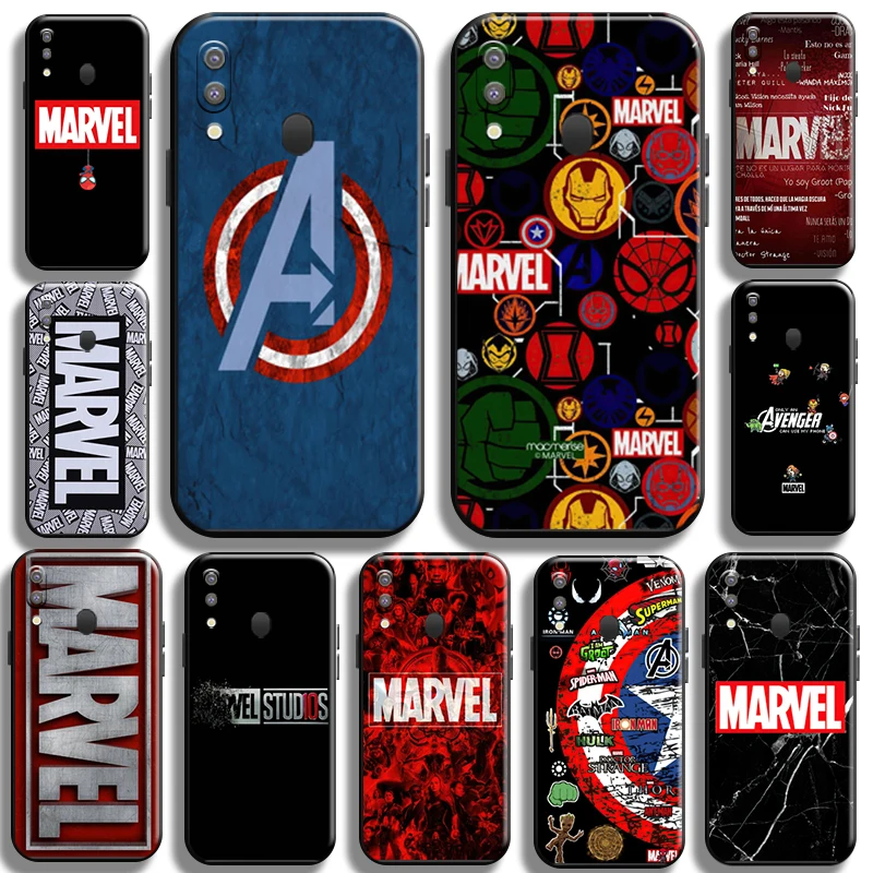 

Fashion Marvel Logo Phone Case For Samsung Galaxy M20 Funda Carcasa Coque Cases TPU Liquid Silicon Soft Full Protection Black