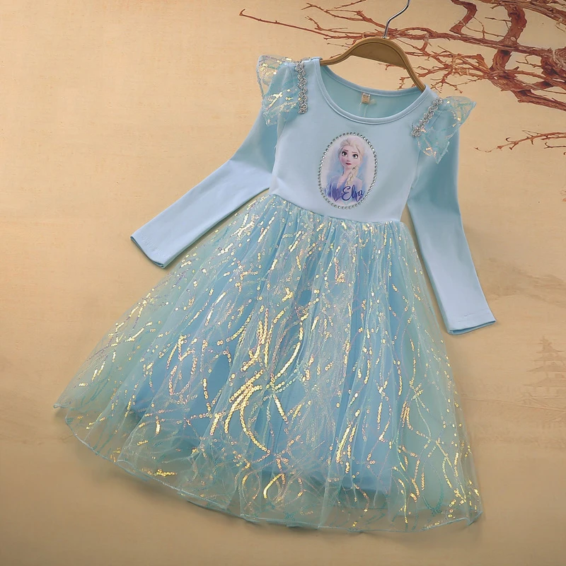Ropa de otoño para niñas adolescentes, vestido de princesa Elsa de Frozen...