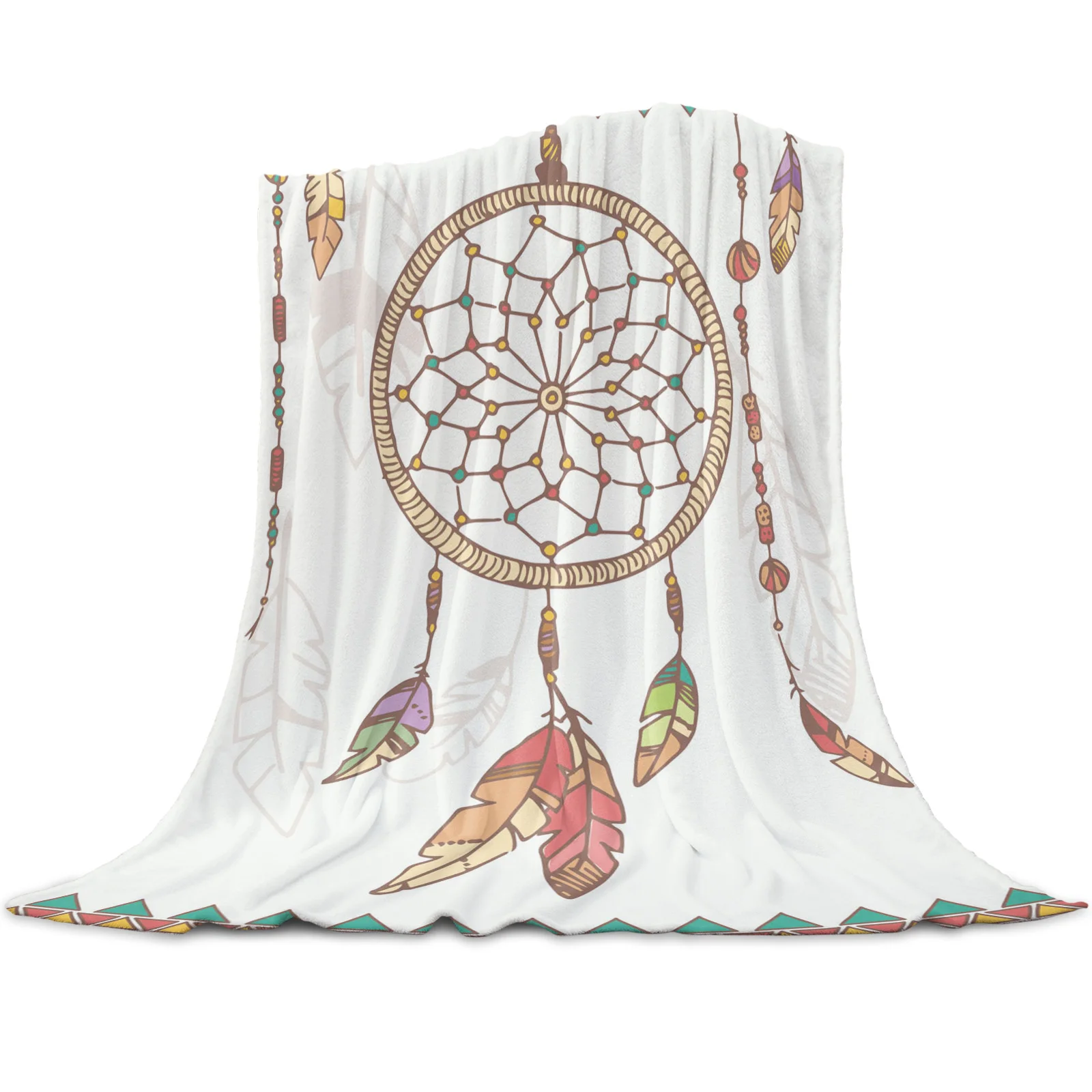 

Dream Catcher Feather Butterfly White Flannel Blankets Bedding Room Soft Fleece Blanket Bedspread Home Textile For Sofa Beds