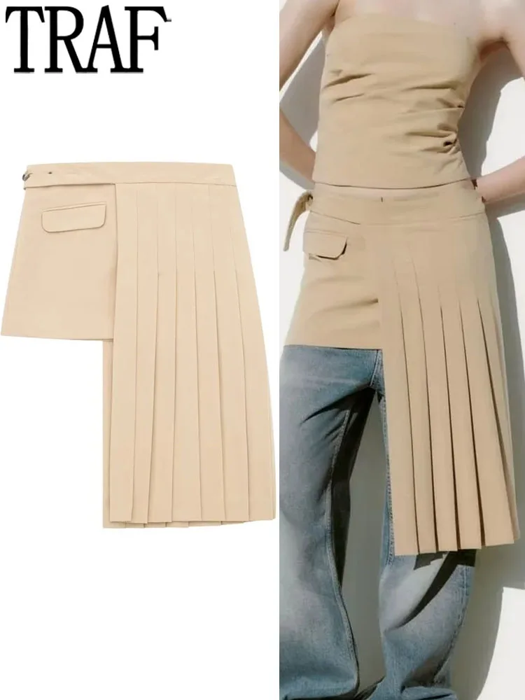 

Юбка женская плиссированная Асимметричная до колена, с завышенной талией, Y2k