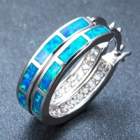 new classic womens wedding fashion diamond earrings jewelry ear jewelry blue fire opal circular round earrings stud earring
