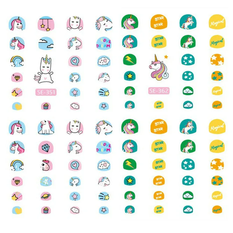 

Unicorn Cartoon Nail Art Sticker Kids Full Wrapped Fake Waterproof Cute Design Nail Sticker Boy Girls Baby Child Nail Stickers