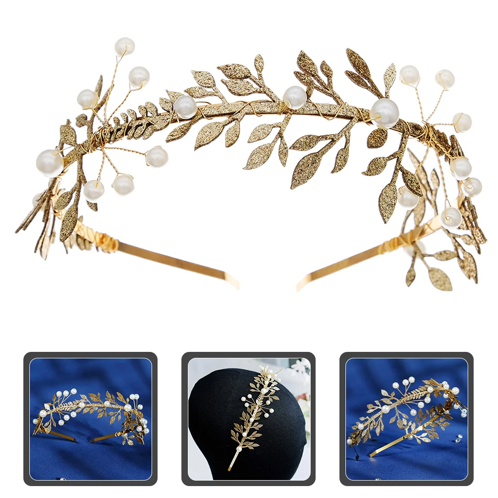 

Greek Headband Costumes Dress Leaf Branch Pearl Hair Band Wedding Headpiece