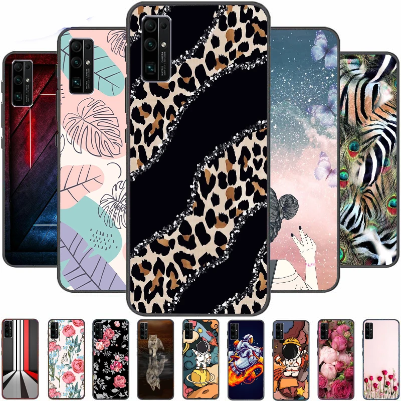

For HONOR 30 Case 30 premium Soft Silicon TPU Back On Huawei Honor 30 Pro Plus + EBG-AN10 Bumper Flower Bag Fundas