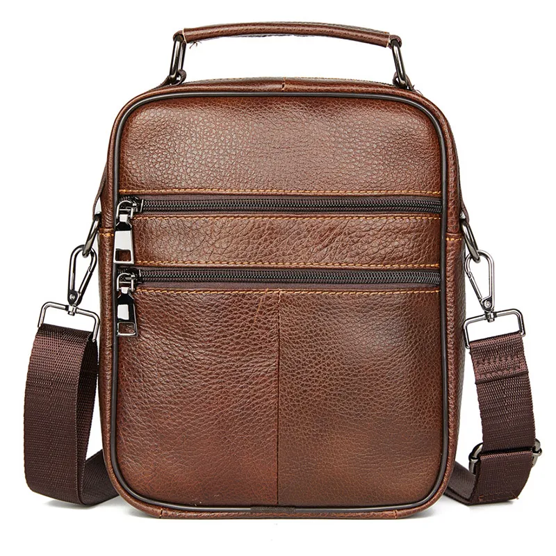 Small Men Genuine Leather Handbag Male Fashion Shoulder Bag High Quality Cowhide Leather Crossbody Bag Men's Briefcase Tote