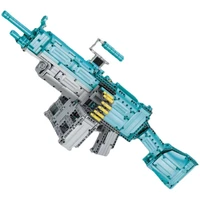 new 1588pcs m249 machine electric assault rifle gun model building blocks high tech guns bricks pubg military swat weapon toys