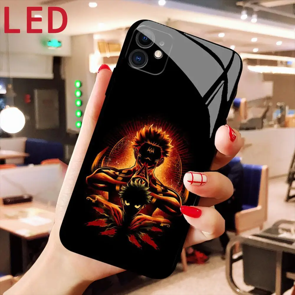

Jujutsu Kaisen Luxury Luminous Glass Phone Case for Apple Iphone 14 13 12 11 Pro Max XS XR Mini 7 8 Plus RGB LED Backlight Cover