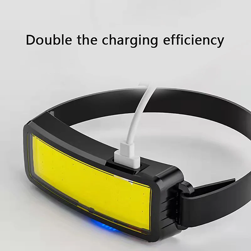 

COB LED Headlamp Sensor Headlight with Built-in Battery Flashlight USB Rechargeable Head Lamp Torch 4 Lighting Modes Work Light