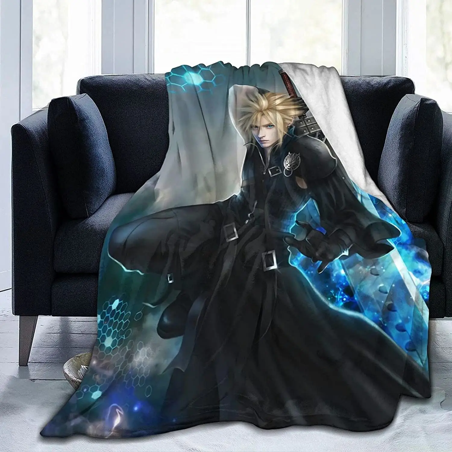 

Cloud Strife Fluffy Soft and Comfortable Blanket, Anime Warm Embrace of Sympathy