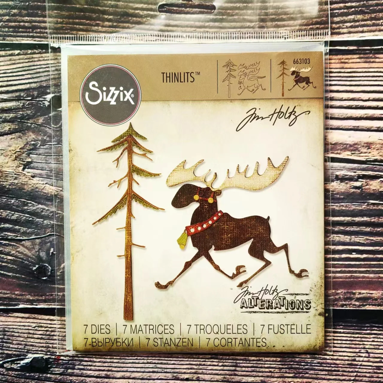 

Sizzix 663103 Thinlits Die Set 7PK - Merry ELK от Tim Holtz