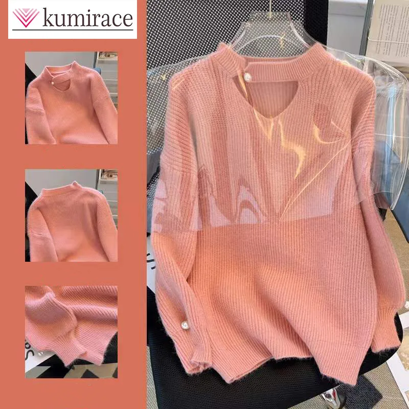 Новинка Осень-Зима Милый свободный свитер во французском стиле с длинным рукавом