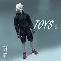 3atoys 16th trendy fashion for boys black hoodie coat short pants trousers model for 12inch action figures accessories