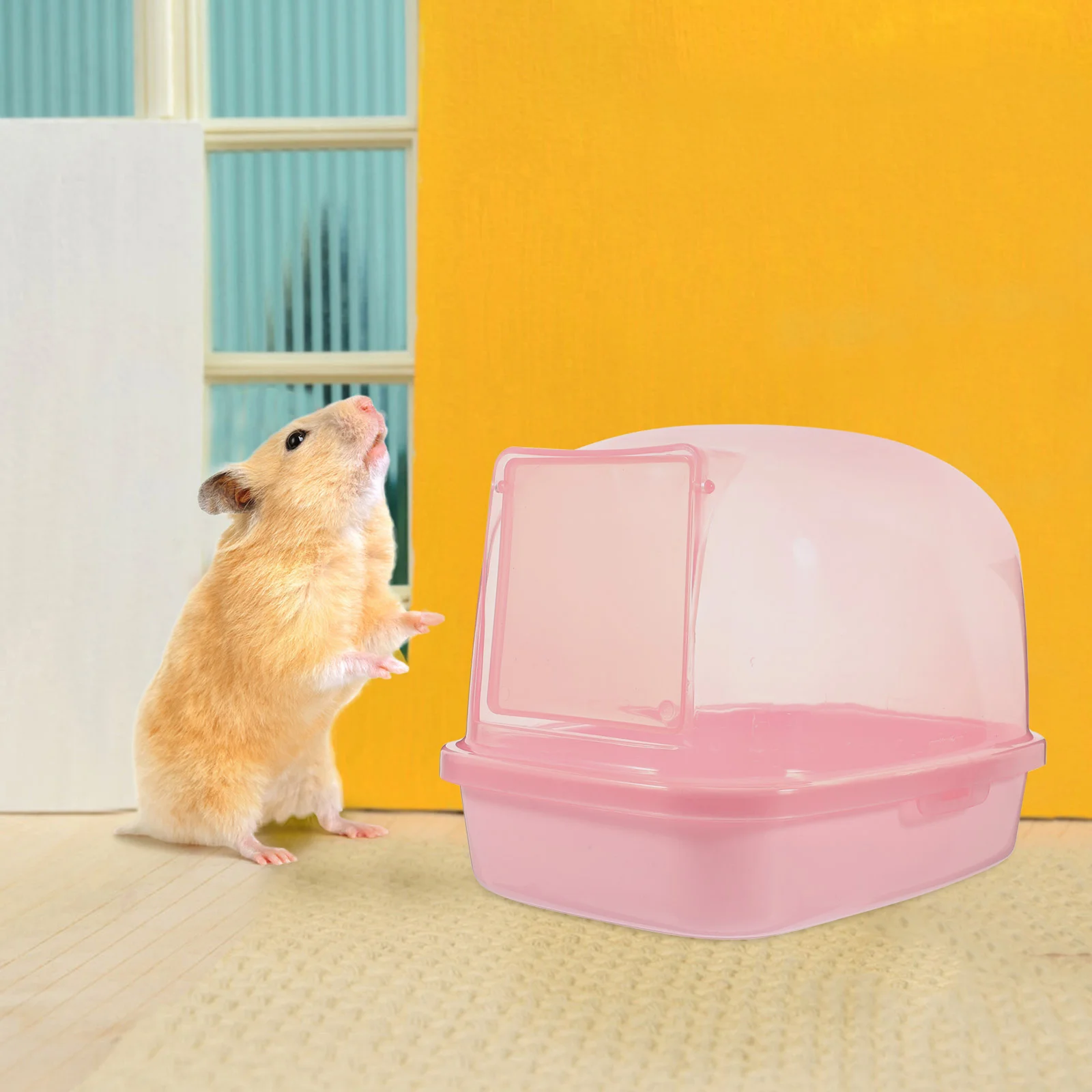 

Hamster Drying Bathroom Pet Bathing Tub Toilet Small Bathtub Sand Basin Pink Guinea Case Plastic