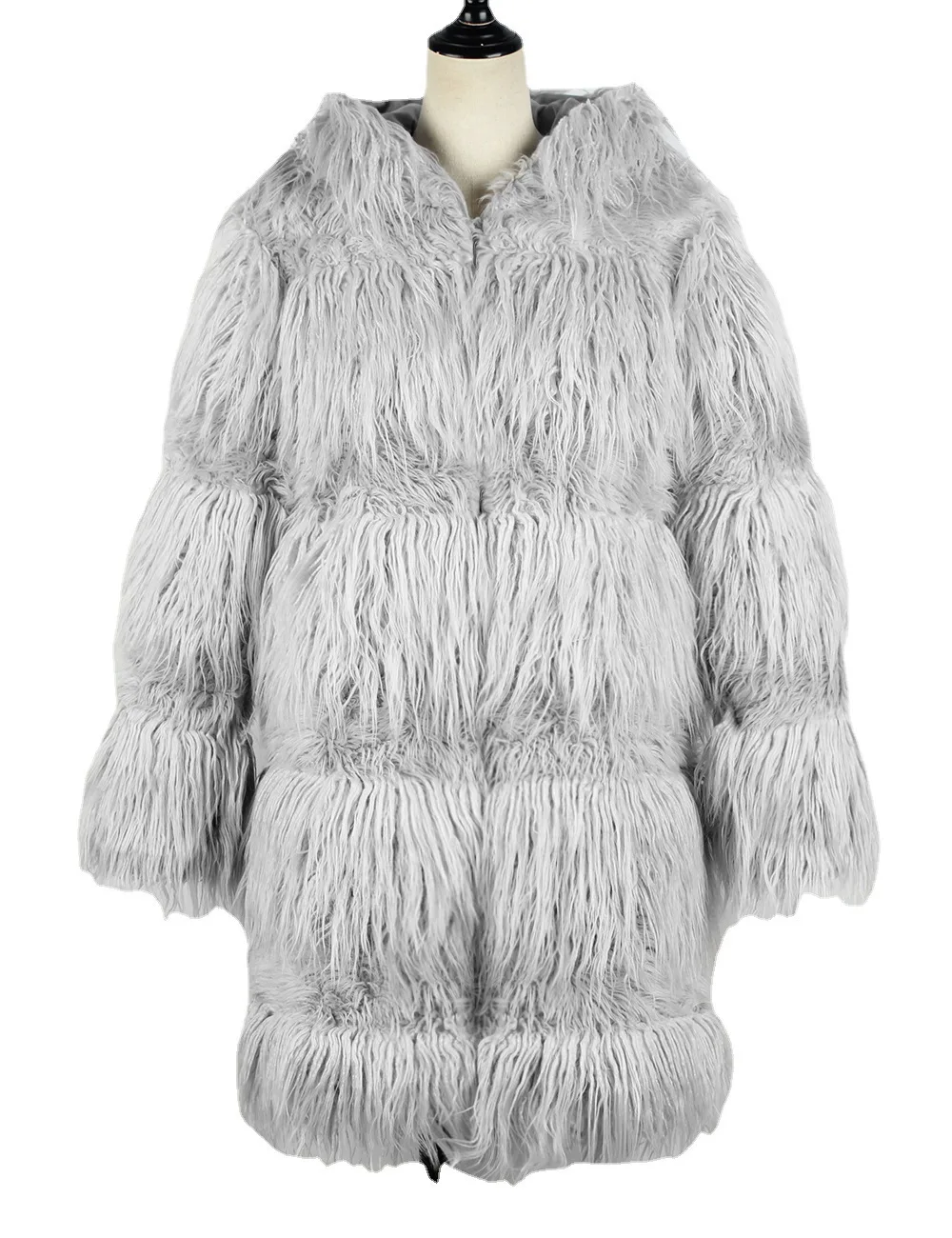 Women's Leather Fur Coat Fashion Mid-Length Imitation Fur Plush Coat Faux Fur Coat