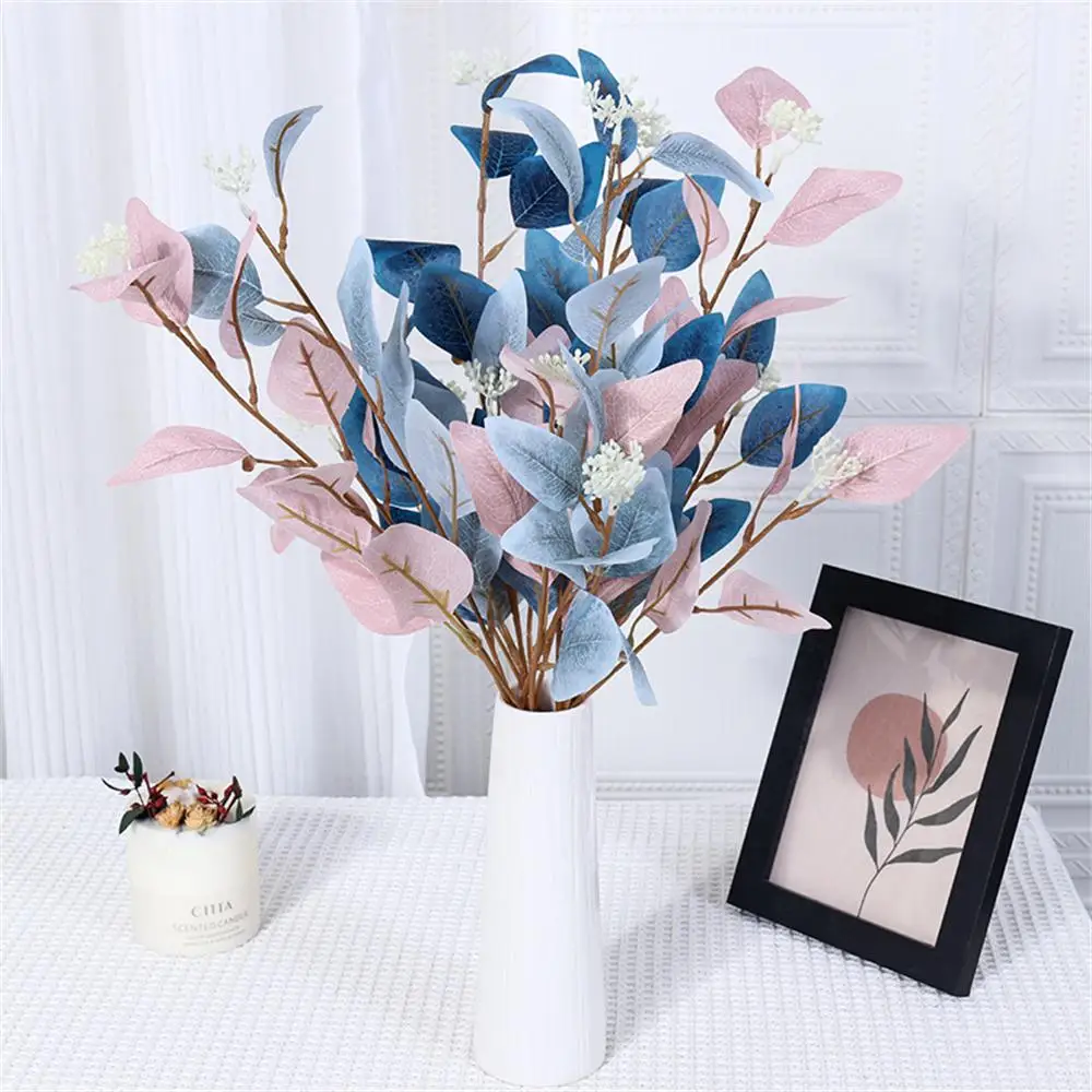 

1PC Artificial Green Eucalyptus Plastic Plants Simulation Money Leaves Grass for Bouquet Home Garden Party Decoration Fake Plant