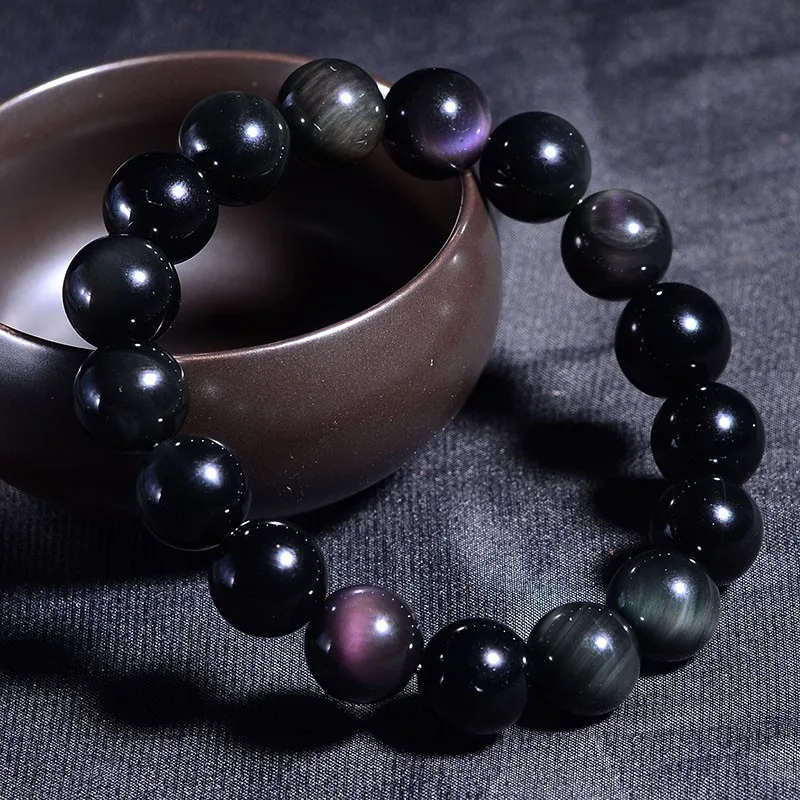 

4A с сертификатом натуральные красочные обсидиановый глаз Кристальные браслеты