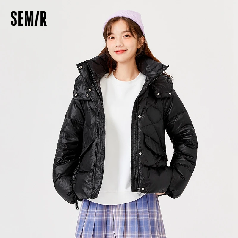 

Пуховик Semir женский с капюшоном, зимняя черная свободная однотонная куртка для женщин, 2022