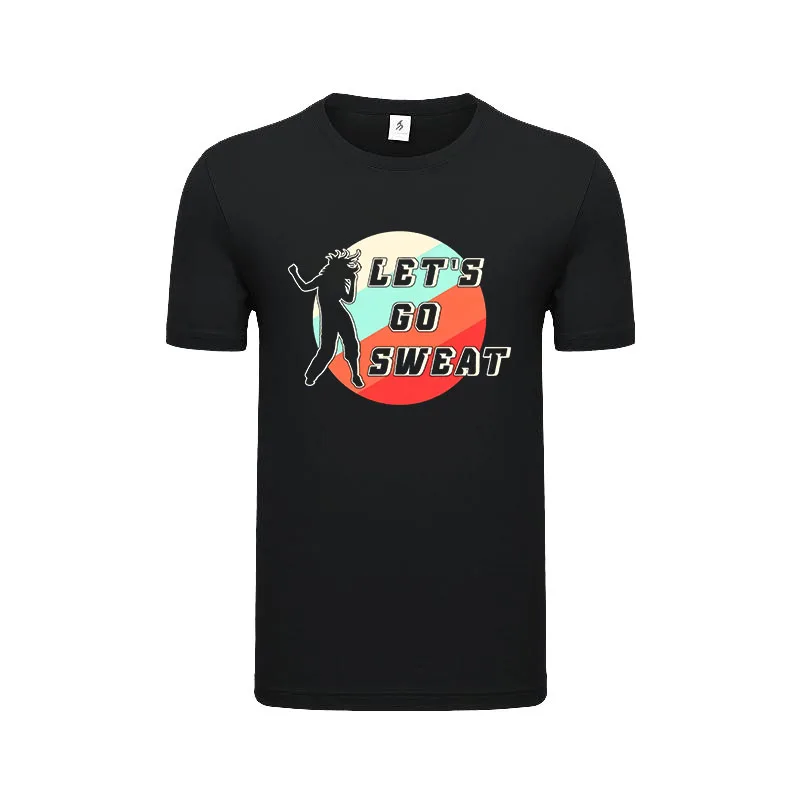 

Футболка в стиле унисекс для танцев в тренажерном зале, летняя Классическая футболка из чистого хлопка, дышащая футболка, танцевальная моде...