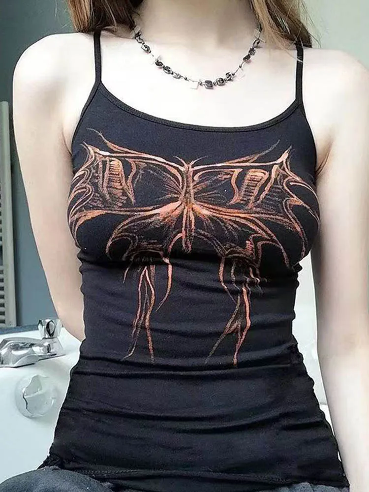 Женская футболка без рукавов с графическим принтом в готическом стиле