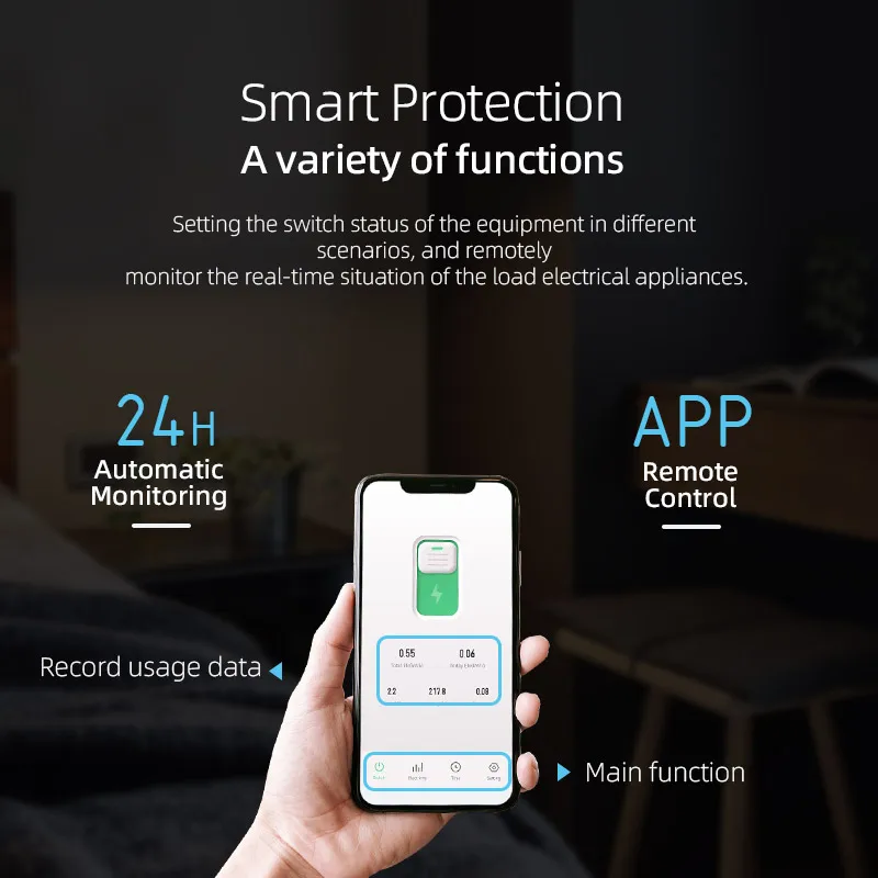 TUYA с измерением WIFI Smart Circuit Breaker 1P 63A din-рейка для умного дома беспроводной пульт