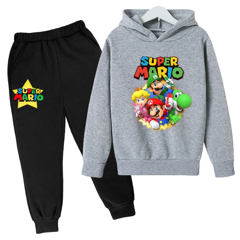 

Cartoon Hoodies Super Marios Clothes Kids Marios-Bros Print Sweatshirt Pants Sets Boys Sport Suits Baby Girls Tracksuits Outfits