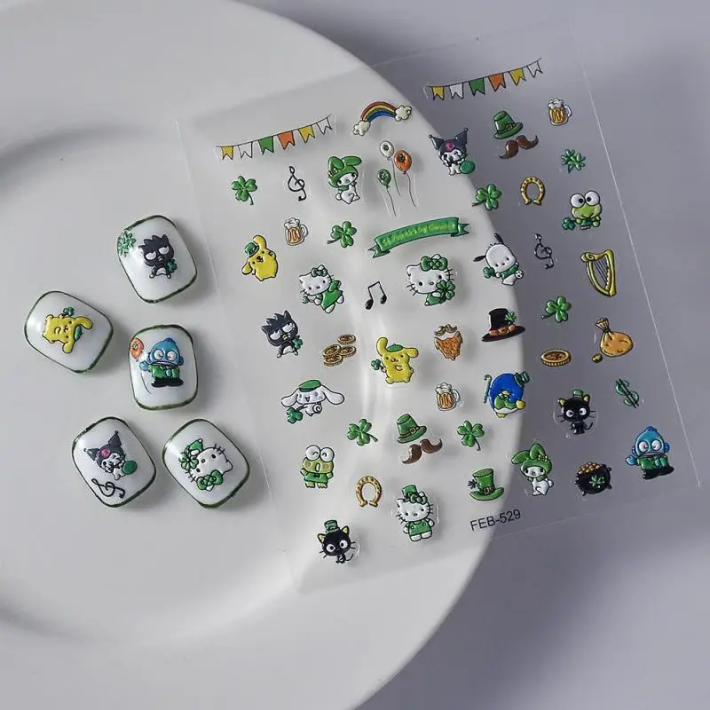 1 шт. наклейки для ногтей Sanrio Hello Kitty Kawaii Student 5D мультфильм милые украшения Kuromi My Melody