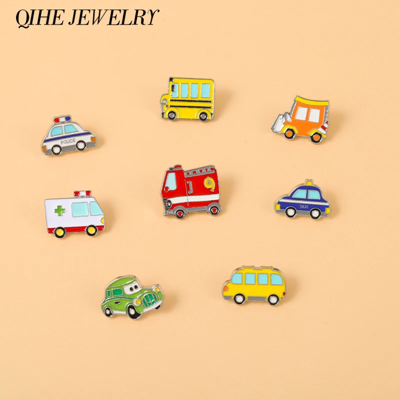 

Variety of Cars Enamel Pins Taxi Fire Truck Ambulance Model Brooches Badge Jacket Backpack Accessories Gift Women Men Jewelry