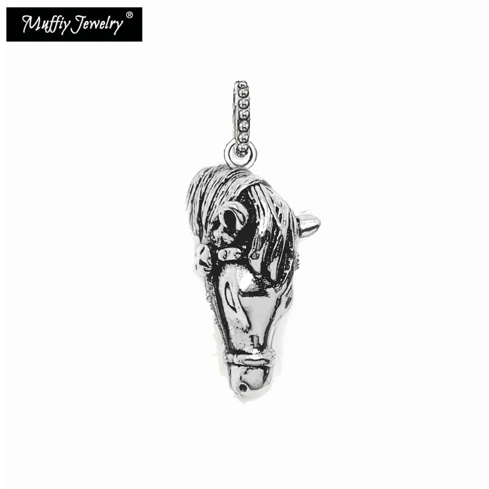 Pendant Horse Head 925 Sterling Silver Blackened Europe Styling Fine Jewelry Accessories Fit Necklace Rebel Punk Gift For Man