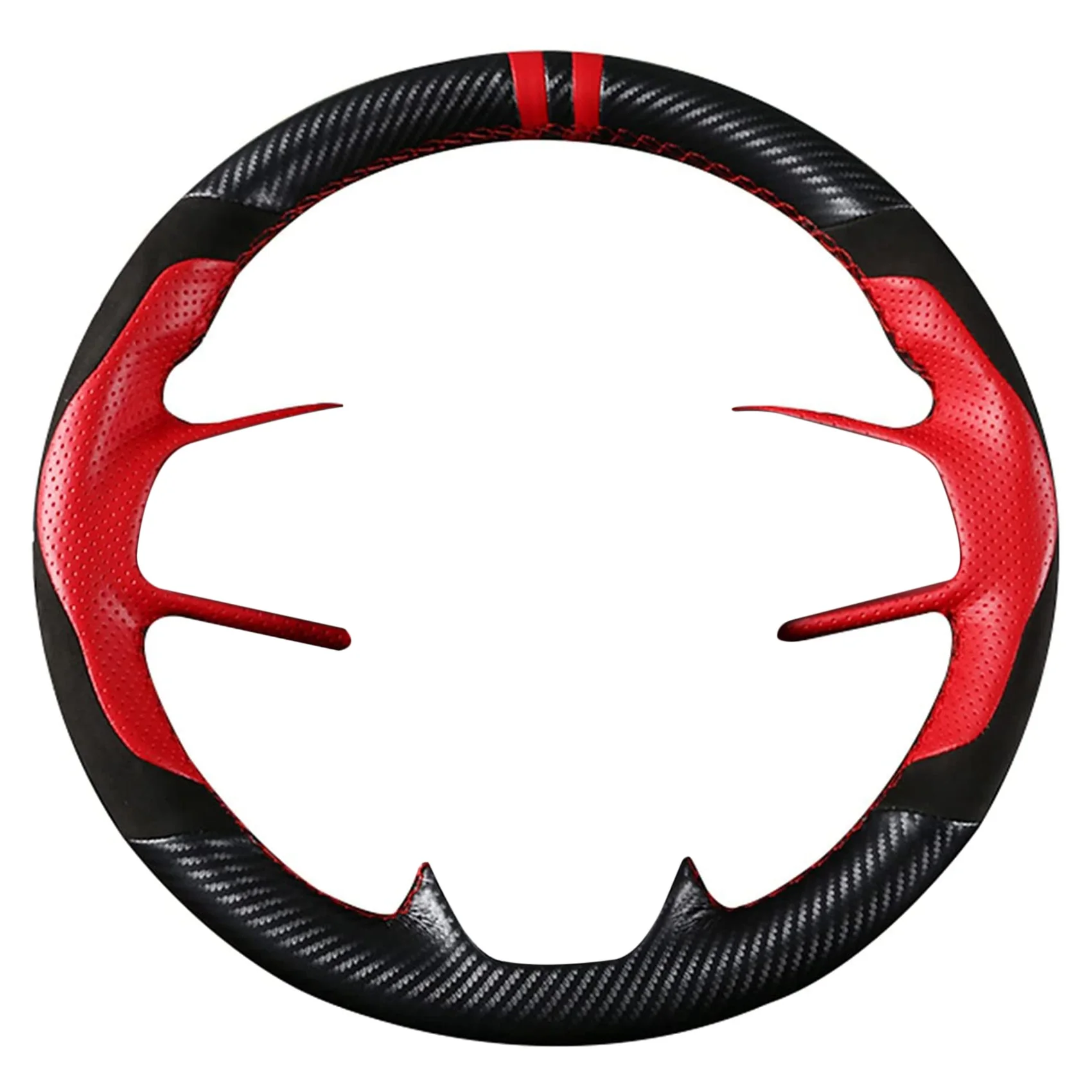 

Car Hand-Stitched Steering Wheel Cover Carbon Fiber Leather Suede Cover 38cm for Honda Civic 10Th Gen 2016-2021 Red