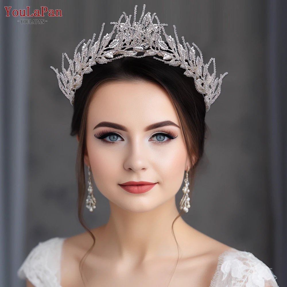 

YouLaPan Rhinestones Wedding Crown Handmade Bridal Headband Woman Hair Accessories Ornaments for Party Bride Queen Tiara HP559
