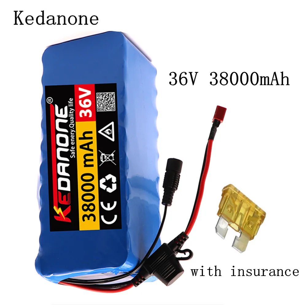 

36 в 38 Ач 10S4P 18650 38000 мАч с 30 А предохранителем, 36 В литиевый аккумулятор, аккумулятор для электроскутера, мотора, самоката m365