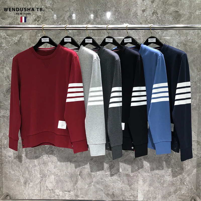 

Свитер TB для мужчин и женщин, для влюбленных мужчин, корейский топ с круглым вырезом, спортивный однотонный вязаный