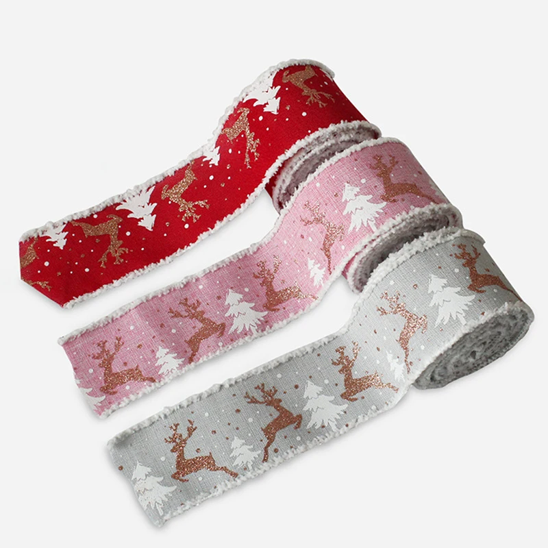 

1 шт. Классическая Рождественская ткань «сделай сам», крутящаяся лента, джутовая лента с проводным краем, для упаковки подарков, искусственный венок, банты