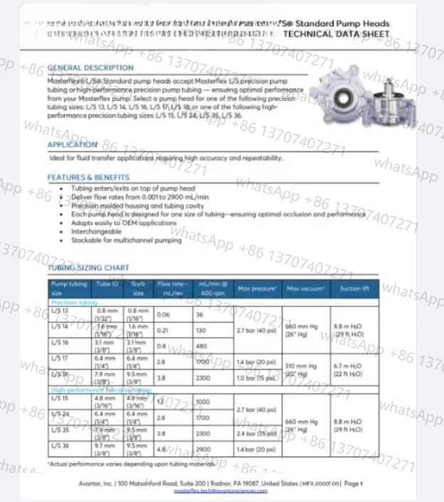 Перистальтический насос Masterflex LS 14, стандартные головки насоса 07014-21 (art.: 3920d2452ccda) - 3920d2452ccda