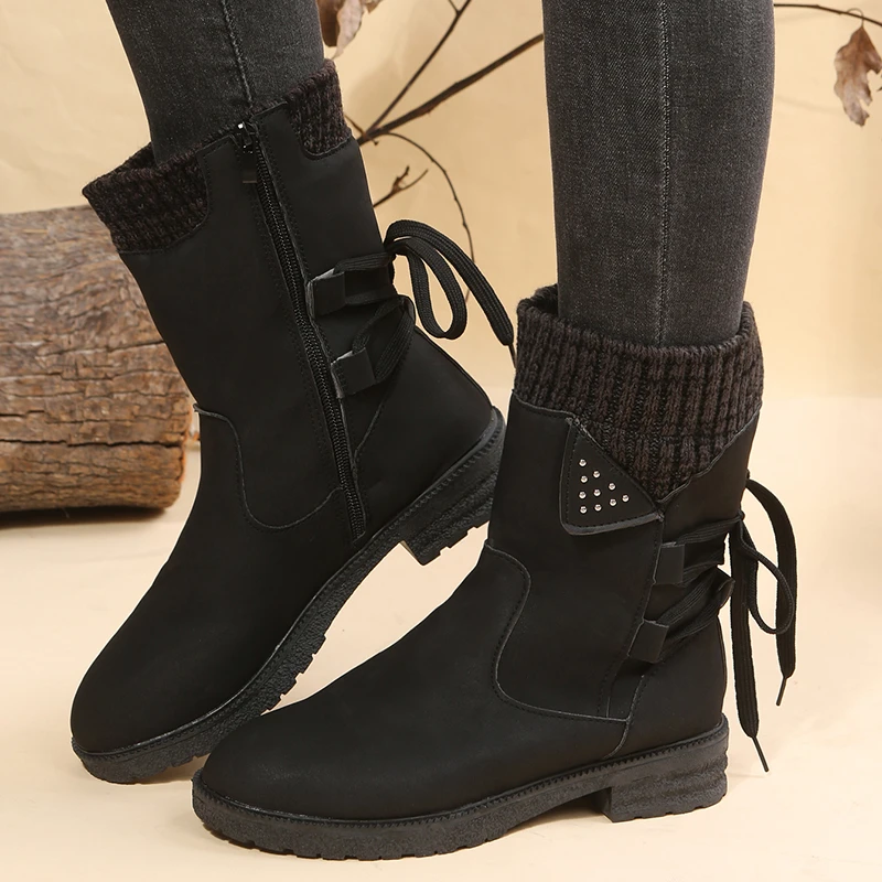 

Женские зимние ботинки, кроссовки на платформе, на среднем каблуке, до середины икры, водонепроницаемая повседневная обувь, модная женская ...