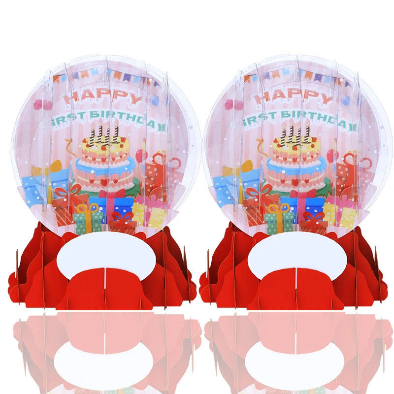 

Birthday cake crystal ball three-dimensional greeting card decorations 3d children's birthday greeting card blessing small card