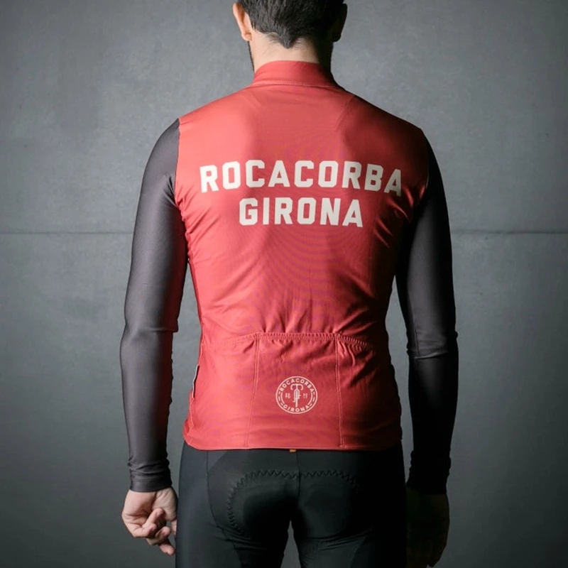 2022 Rocca corba Cothing Команда Pro летняя с длинным рукавом Велоспорт Джерси мужчин серый