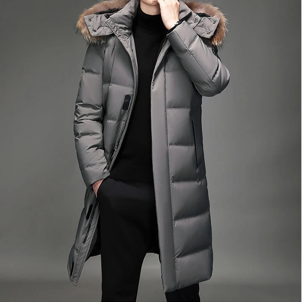 2022 New Men's Down Jacket Winter Thick Winter Length 90% Down Jacket Fur Hat Windproof Rainproof Winter Trench Coat 123 Coats