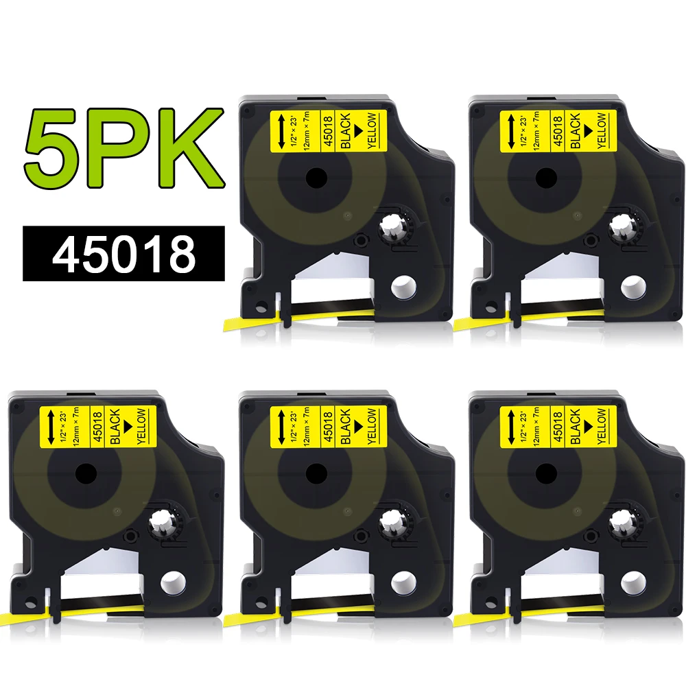 

5PK совместимая лента D1 6/9/12 мм для запечатанная лента для маркировки Dymo 45018 45010 45013 45023 для Dymo Labelmanager 160 280 420P маркировочная машина