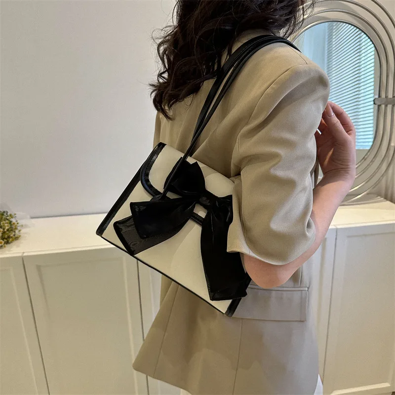 

Женская простая сумка на одно плечо с бантом, маленькая квадратная сумка, роскошная дизайнерская дамская сумочка, весна 2023