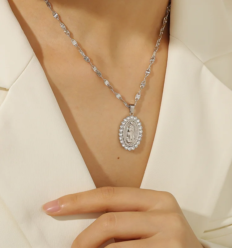 

Женское винтажное ожерелье Дева Мария, из нержавеющей стали