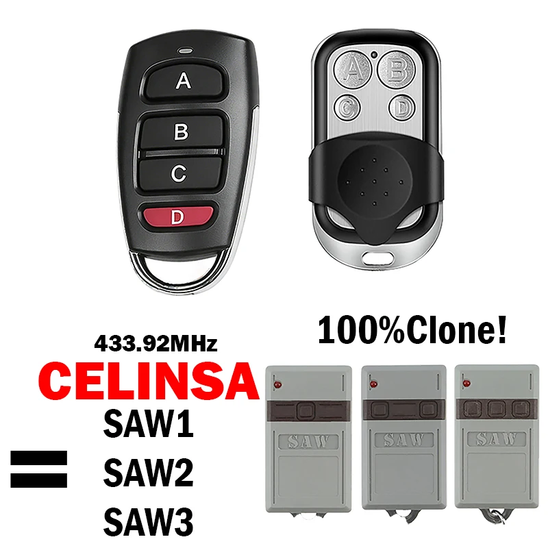 Фото 100% клон CELINSA SAW1 SAW2 SAW3 пульт дистанционного управления 433,92 МГц электрические ворота Clontrol celinsa SAW 1 2 3 устройство открывания ключей для гаражных ворот №1
