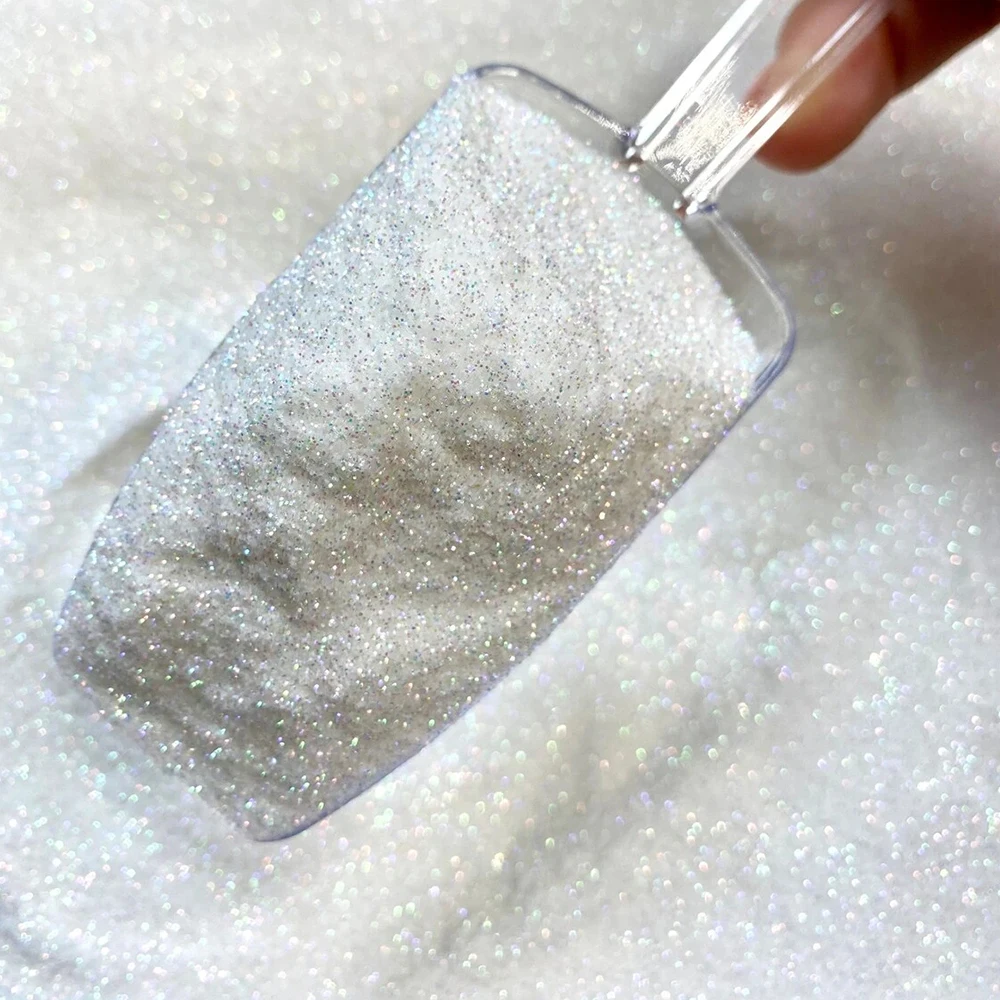 10g/bag White Iridescent Ultra Fine Nail Art Glitter Dust Holographic Shining Sugar Powder UV Gel Polish Chrome Pigments