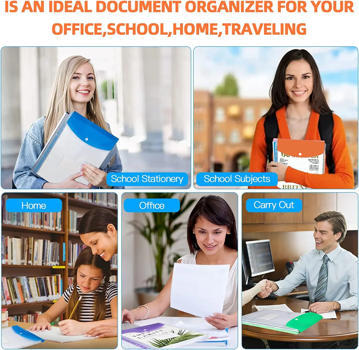 A4 прозрачные пластиковые перфорированные карманы с застежкой на пуговицах для