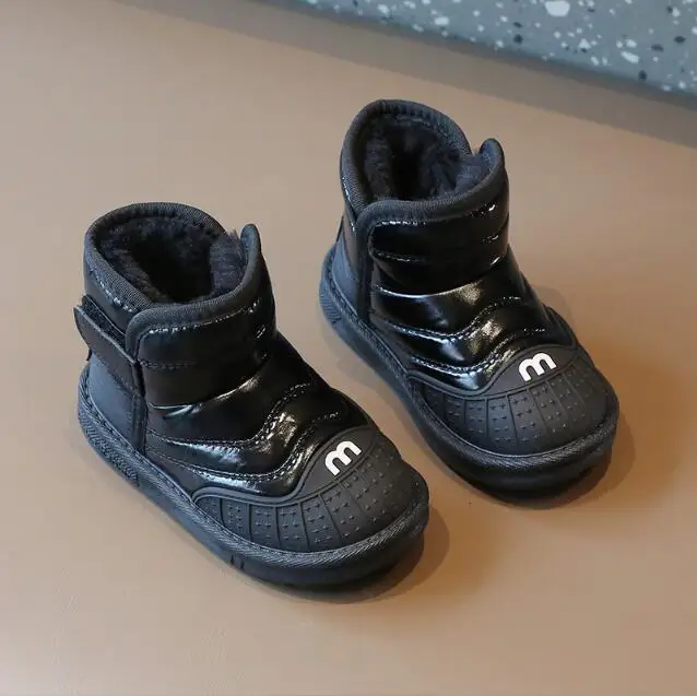 

Модные детские кожаные ботинки, зимние универсальные детские ботинки для мальчиков и девочек, повседневные ботильоны для снега, Детская британская спортивная обувь для малышей