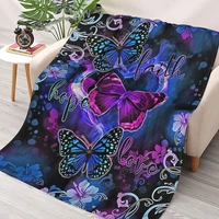faith hope love butterfly printed quilts fleece blankets birthday gifts valentines day holiday throw blankets