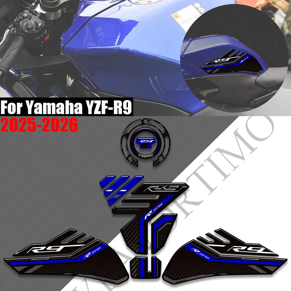 Фото Защитные наклейки на бак для мотоцикла YZF-R9 YZFR9 YZF R9 2025 2026: накладки на бак, колпачки, ручки, комплект для защиты топливного бака, наклейки на колени №1
