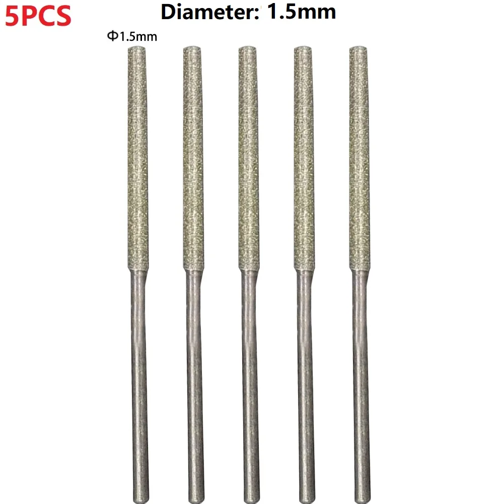 

5 Pcs Grinding Head Mini Diamond Burrs Drill Bits W/ 2.35mm Shank Cylindrical Ball Nose For Wood Grinding Tools Accessories